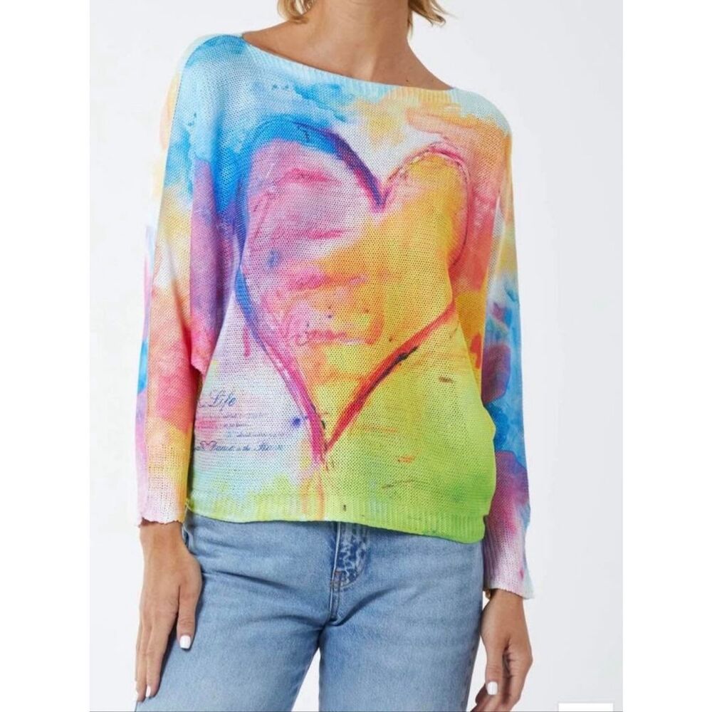 Yolly Women’s Muti Color Heart Quarter Sleeve Top One Size NEW